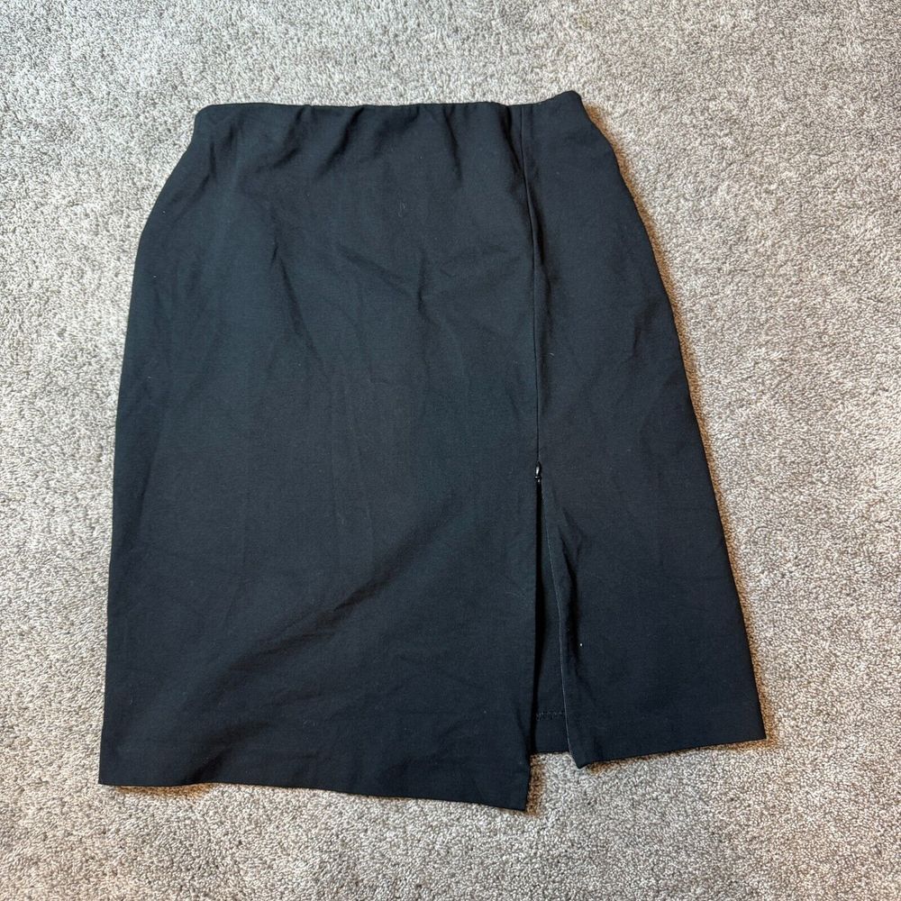 J Jill Black Ponte High‎ Slit Stretch Pull On Skirt Sz Medium Zipper Slit